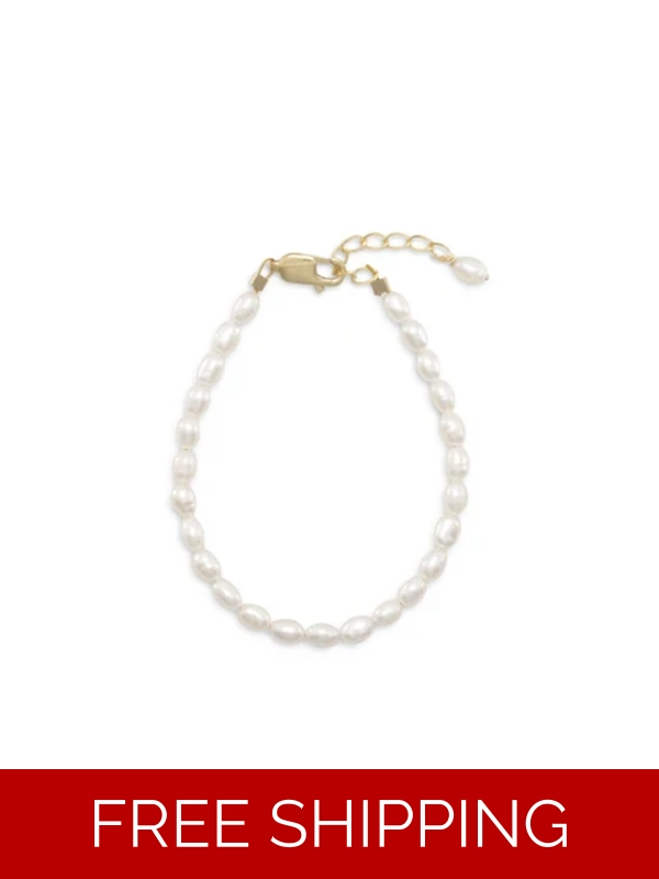 5"+1" 14/20 Gold Filled Cultured Freshwater Rice Pearl Bracelet